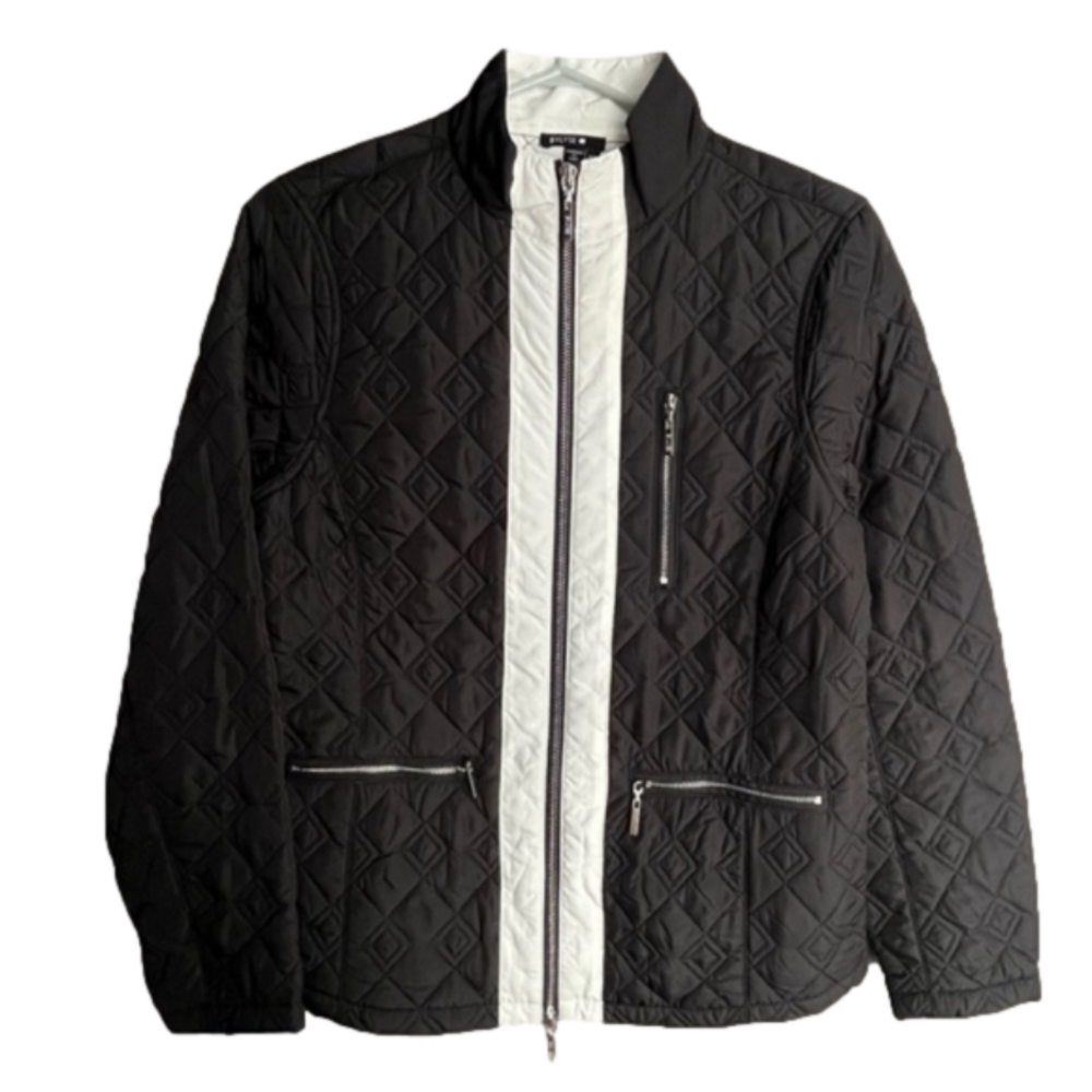 ByLyse Black and White Lighweight Quilted Zip Up Jacket Womens Size Small